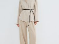 Рубашка с поясом-шнуром, Бежевый