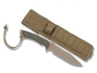 Нож с фиксированным клинком Spartan Blades Horkos, сталь CPM-S35VN Flat Dark Earth, рукоять зеленая микарта, чехол песочный