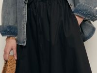 Юбка миди из хлопка с эластичным поясом