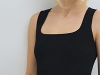 Вязаное платье в рубчик, Черный