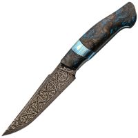 Авторский нож Затерянный мир, сталь мозаичный дамаск, подарочная шкатулка