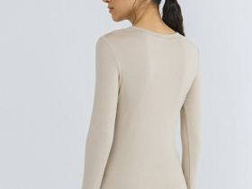 Лонгслив с содержанием модала и шёлка, Бежевый