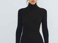 Водолазка из шерсти в рубчик, Черный