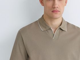 Поло из шелковистого пике, Бежевый