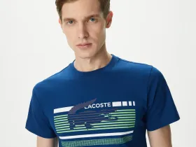 Мужская приталенная Футболка Lacoste с круглым вырезом