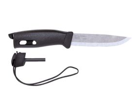 Нож с фиксированным лезвием Morakniv Companion Spark Black, сталь Sandvik 12C27, рукоять резина/пластик