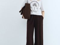 Футболка с принтом, Бежевый