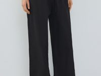 Широкие брюки со льном, Черный