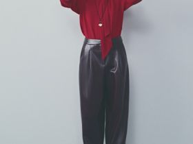 Брюки О-силуэта из искусственной кожи, Фиолетовый