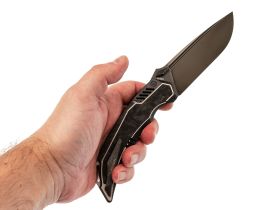 Складной нож TuoTown Tiburon DLC, сталь Tmax, рукоять Black Crystal Ti/Chaotic Black CF