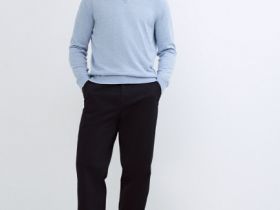 Джемпер с V-вырезом, Голубой