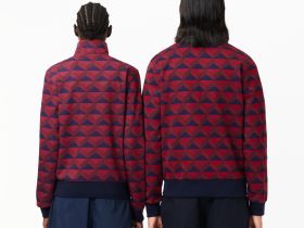 Жаккардовая толстовка Lacoste унисекс на молнии