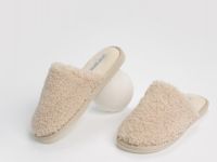 Тапочки с искусственным мехом, Бежевый