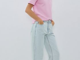 Укороченные прямые джинсы, Голубой