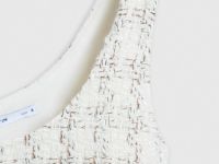 Твидовое платье мини на бретелях, Белый