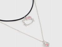 Ожерелье Hello Kitty для девочек, 2 шт., Серебряный