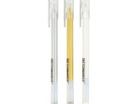 Набор ручек гелевых Sketchmarker Gel Белая Золото Серебро 0,6 мм 3 штуки в картонной упаковке