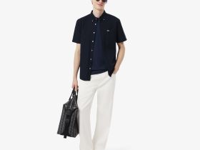 Мужская хлопковая футболка Lacoste из смеси льна