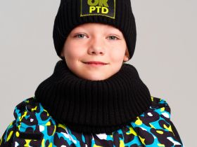 Комплект трикотажный для девочек: шапка, снуд