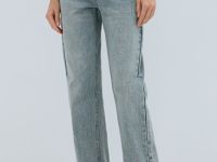 Прямые джинсы со средней посадкой, Голубой