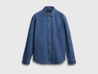 Джинсовая рубашка на пуговицах, Синий