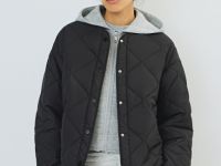 Стёганая куртка с капюшоном, Черный