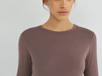 Лонгслив с содержанием модала и шёлка, Коричневый