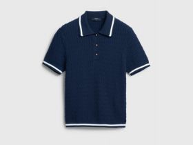 Джемпер поло в рубчик, Синий