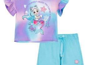 Комплект трикотажный для девочек: фуфайка (футболка), шорты