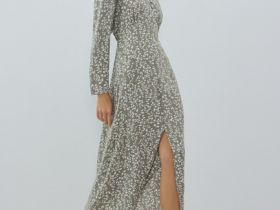 Платье макси с принтом, Зеленый