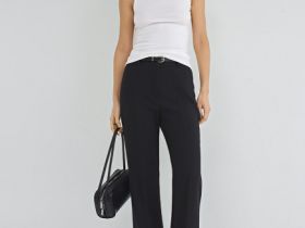 Расклёшенные брюки с ремнём, Черный