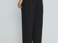 Зауженные книзу брюки изо льна, Черный