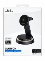 Беспроводное зарядное устройство Keephone GLOWON QI2 25W 3 в 1 для Phone/iWatch/AirPods (черный)