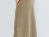 Трикотажная юбка из пушистой пряжи, Коричневый