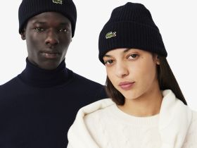 Вязаная шапка-бини Lacoste из шерсти