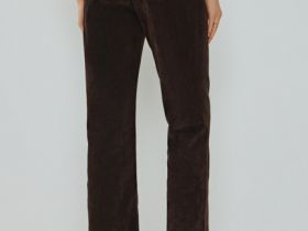 Прямые джинсы с велюровым покрытием, Коричневый