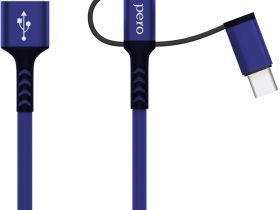 Кабель Pero DC-06 USB / Apple Lightning / microUSB / USB-C 2 м Синий