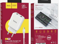 Сетевое зарядное устройство Hoco (N7) Speedy 2xUSB 10W + кабель Micro-USB 100 см (белый)