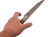 Нож Сумрак, сталь булат, художественное литье, рукоять карельская береза