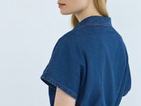 Платье-рубашка из денима с ремнём, Синий