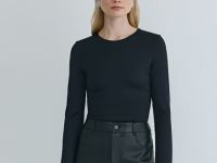 Боди с длинным рукавом, Черный