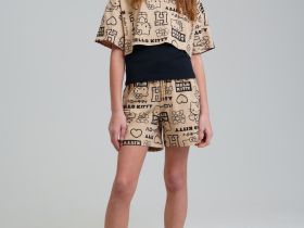 Комплект трикотажный для девочек: майка, шорты, фуфайка (футболка)