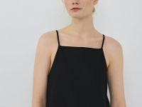 Льняной топ на бретелях, Черный