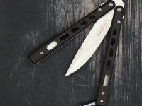 Складной нож Boker Plus Balisong 06EX002, Satin Finish 440C Steel, рукоять стеклотекстолит G-10, чёрный