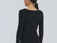 Приталенный лонгслив в рубчик, Черный