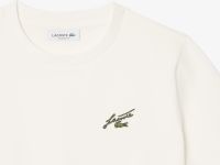 Женская укороченная хлопковая футболка свободного кроя с нашивкой Lacoste