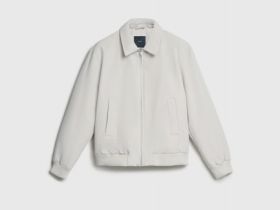 Утеплённый бомбер с отложным воротником, Белый