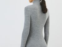 Водолазка из шерсти в рубчик, Серый