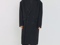 Удлинённое двубортное пальто из шерсти, Серый