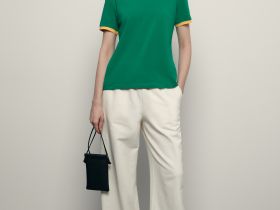 Футболка из хлопка с контрастной окантовкой